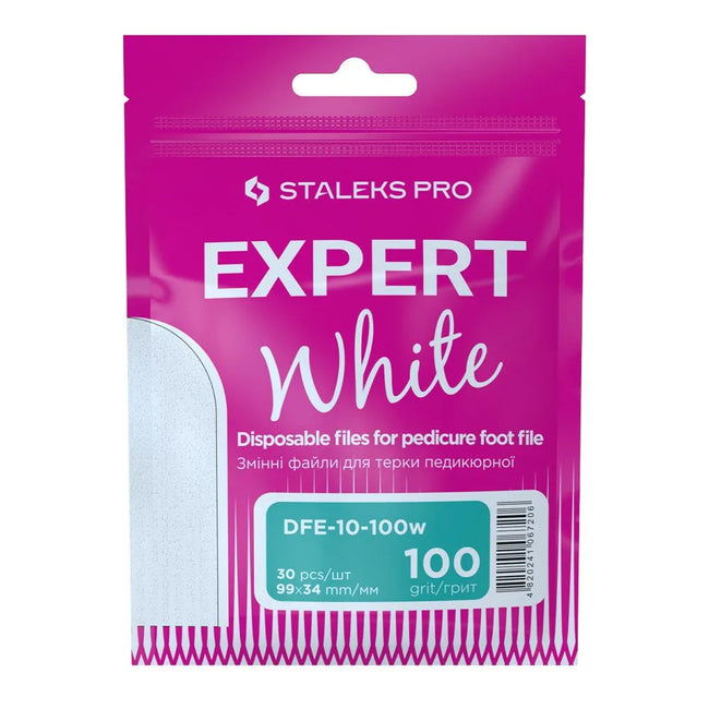 Refill pads for pedicure foot file Staleks Pro Expert 10, 100 grit, 30 pcs, white