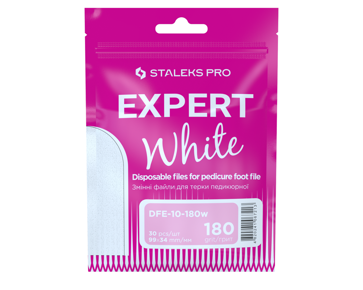 Refill pads for pedicure foot file Staleks Pro Expert 10, 180 grit, 30 pcs, white