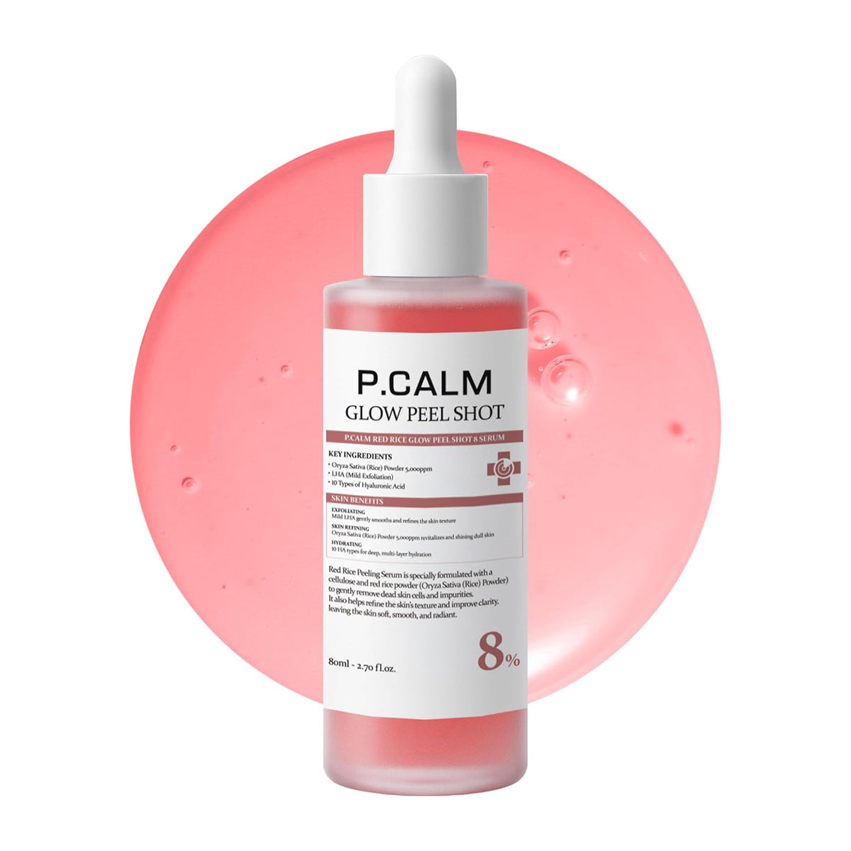 P.CALM Red Rice Glow Peel Shot 8 Serum 80ml — 80ml