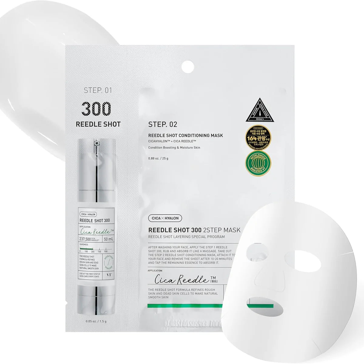 VT Cosmetics Mild Reedle Shot 300 2 Step Mask 1.5g + 25g — 1.5g / 25g